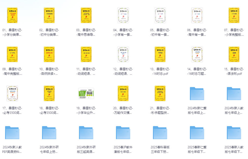 全阶段英语学习资料｜小学到高中词汇 语法 阅读 听力（PDF 视频格式+免费下载+系统化整理）-资源乐享